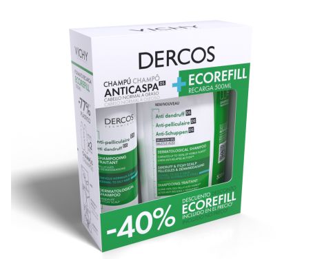 Dercos Pack Champú Anticaspa Normal- Graso 390ml + Eco Recarga 390ml