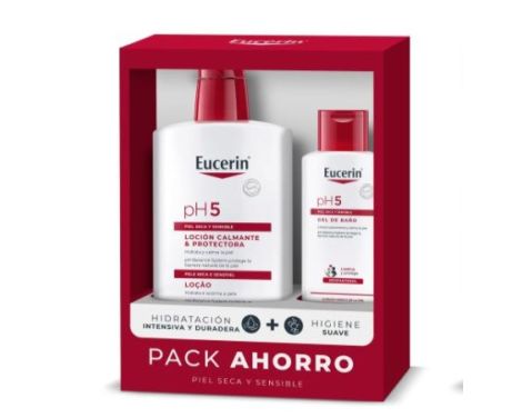 Eucerin Pack Piel Muy Seca y Sensible pH-5 Loción Hidratante 1L y Gel de Baño 200ml
