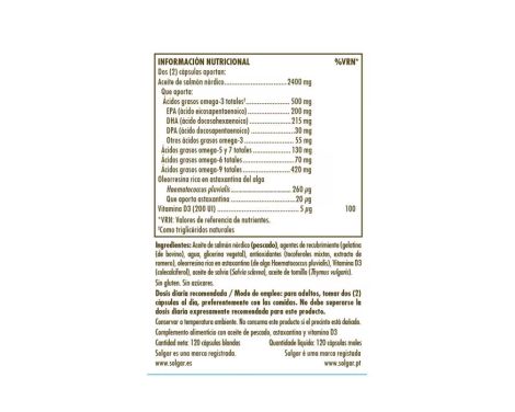 Comprar Solgar Full Spectrum Omega Salmon Oil 120 Cápsulas
