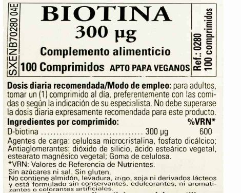 Comprar Solgar Biotina 300 mcg 100 Comprimidos