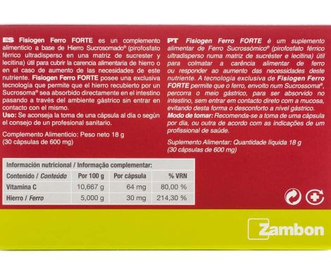 Comprar Zambon Fisiogen Ferro Forte 30 Cápsulas