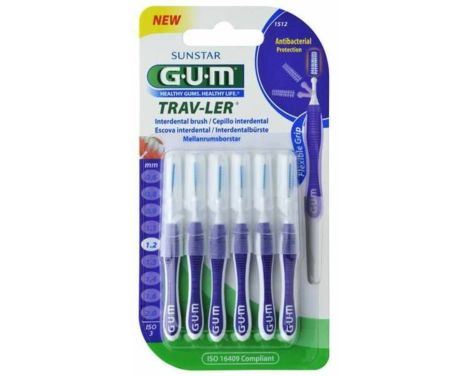 Gum-Cepillo-Interdental-Viaje-1512-Trav-ler-Extrafino-12mm-Cilndrico-6-uds-0