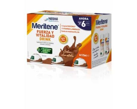 Nestlé Meritene Fuerza y Vitalidad Drink Chocolate 6 uds 125ml sin receta