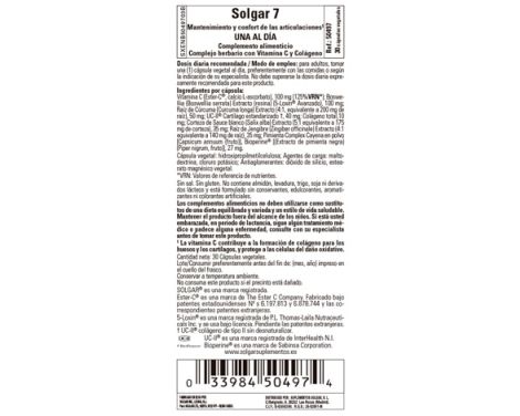Comprar Solgar 7 Articulaciones 30 Cápsulas Vegetales