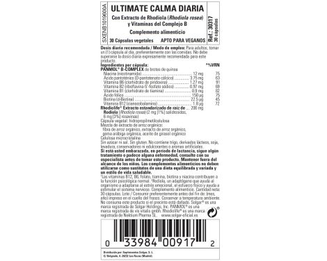 Solgar Daily Support Calma Diaria 30 Cápsulas Veganas sin receta
