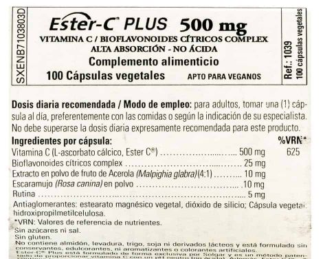 Comprar Solgar Ester-C Plus 500mg Vitamina C 100 Cápsulas