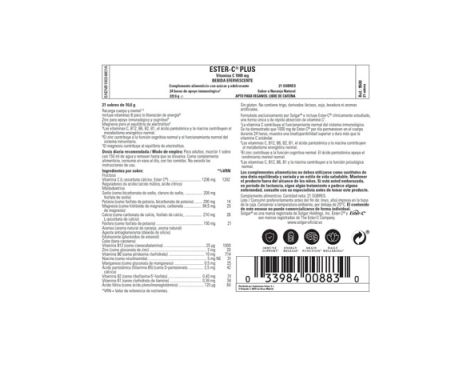 Solgar Ester-C Plus Vitamina C Efervescente 1000mg 21 Sobres sin receta
