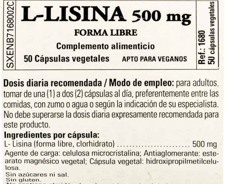 Comprar SOLGAR L-LYSINE 500 MG 50 CAP