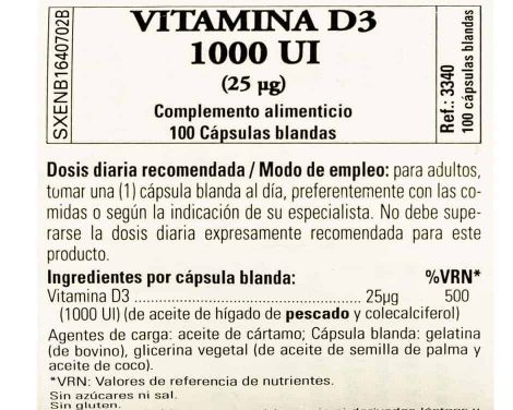 Comprar Solgar Vitamina D3 1000UI 100 Cápsulas