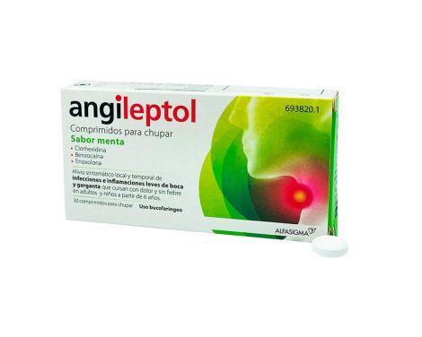 Angileptol 30 Comprimidos Para Chupar (Sabor Menta)