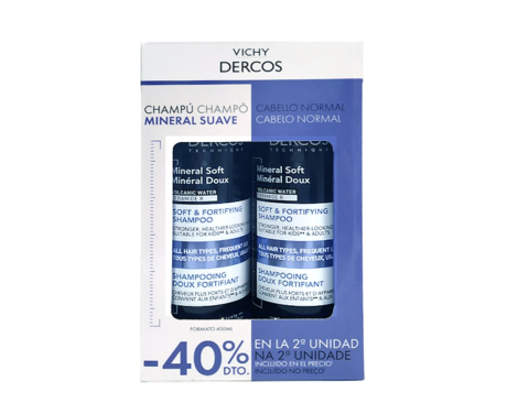 Dercos Pack Champú Mineral Suave 400ml 40% 2º Ud