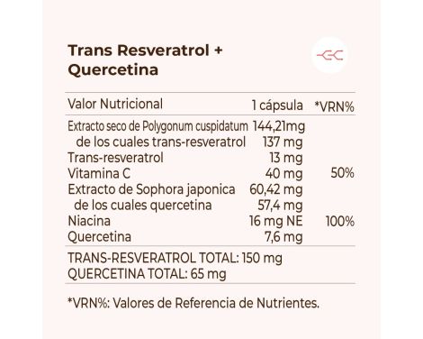 Kobho Trans Resveratrol + Quercetina 60 Cápsulas sin receta