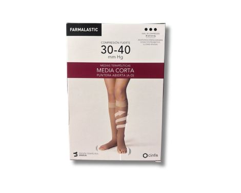 Farmalastic Media Corta (A-D) Comp Fuerte Puntera Abierta Talla Extra Grande Color Beige