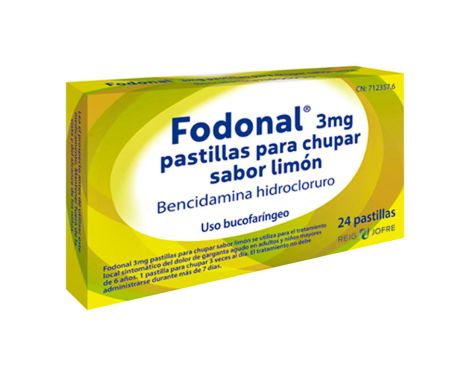 Fodonal 3mg Sabor Limón 24 Pastillas Para Chupar 