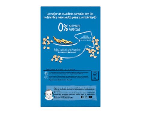 Gerber Papilla de 8 Cereales y Galleta 0%-0% 250g sin receta