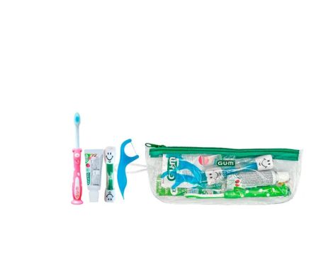 Gum Pack Kids +3 Años Fresa + Cepillo + Neceser+ Reloj de Arena