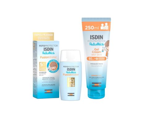 Pack Isdin FusionWater Pediatrics SPF50 50ml +  Pediatrics Gel Crema SPF50 250ml