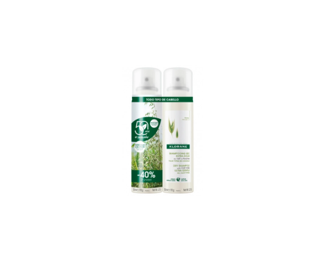 Klorane Duplo Champú Seco con Avena y Ceramida con Color para Cabellos Castaños y Morenos 150ml 2 uds