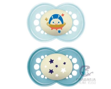 MAM Baby Chupete Silicona Fisiológico Original Night 6+m 2 uds