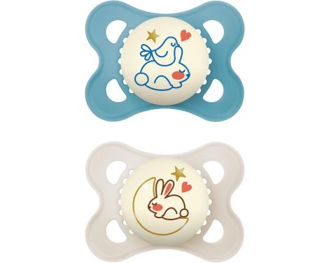 MAM Chupete Original Night Silicona Azul 2-6m  2 uds