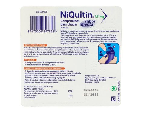 Comprar Niquitin 1,5ml 20 Comprimidos Para Chupar  Menta