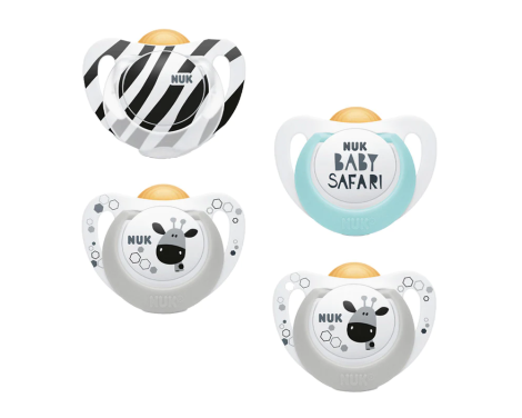 Nuk Chupete Látex Baby Safari 18-36m 2 uds + Caja Portachupete