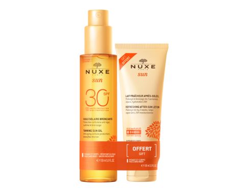 Nuxe Sun Aceite Bronceador SPF30 Rostro y Cuerpo 150ml + Leche Aftersun Rostro y Cuerpo 100ml Regalo