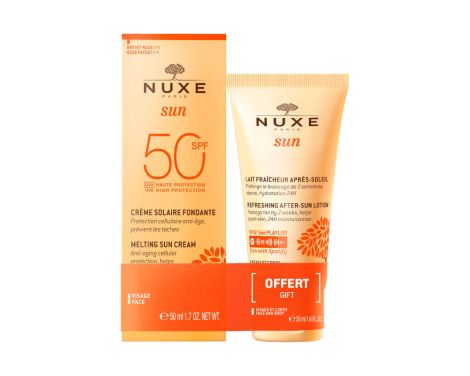 Nuxe Sun Crema Solar SPF50 Rostro 50ml + Leche Aftersun Rostro y Cuerpo 50ml Regalo