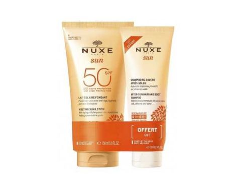 Nuxe Sun Leche Solar SPF50 Rostro y Cuerpo 150ml + Champú/Gel de Ducha After Sun 100ml Regalo