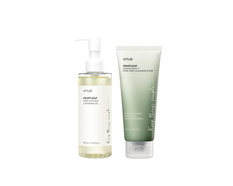 Doble Limpieza Pieles Mixtas-Grasas Anua Aceite Limpiador Poros 200ml + Gel Limpiador 150ml