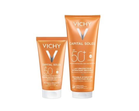 Pack Vichy Capital Soleil Tacto Seco Antibrillos SPF50 50ml + Leche Corporal SPF50+ 300ml