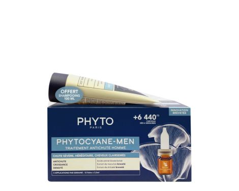 Phyto Cyane-Men Tratamiento Anticaída 12 Ampollas + Champú Anticaída 100ml de Regalo
