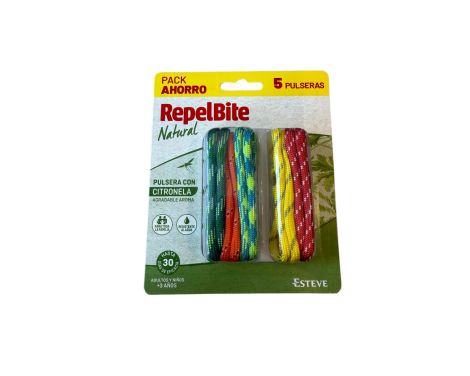 Repelbite Natural Pulsera Antimosquitos 5 uds