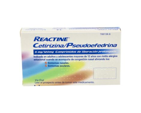 Reactine Cetirizina/Pseudoefedrina 5mg/120mg 14 Comprimidos 