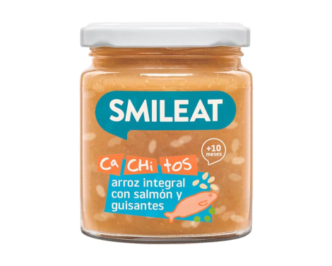 Smileat Cachitos de Arroz Integral con Salmón y Guisantes 230g