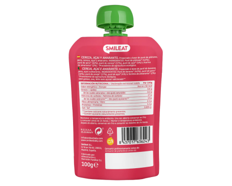 Comprar Smileat Pouch Cereza/Acai & Amaranto +8M 100 G