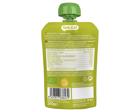 Comprar Smileat Pouch de Aguacate y Arándanos 100g
