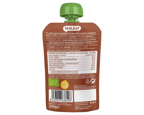 Comprar Smileat Pouch de Leche de Almendras, Cacao y Fresa 100g