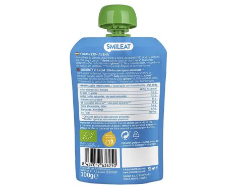 Comprar Smileat Pouch Yogur & Avena 100g +9 Meses
