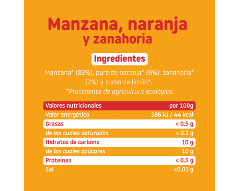 Comprar Smileat Tarrito de Manzana, Naranja y Zanahoria 130g