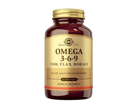 Solgar Omega 3-6-9 Aceites de Pescado Lino y Borraja 60 Cápsulas Blandas
