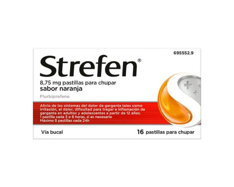 Strefen 875 mg 16 Pastillas Para Chupar Sabor Naranja