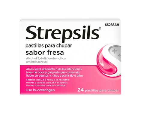Strepsils 24 Pastillas Para Chupar (Sabor Fresa)