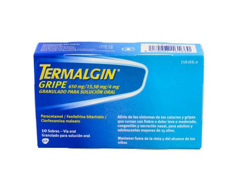 Termalgin Gripe 650mg/15,58mg/4mg 10 Sobres Granulado